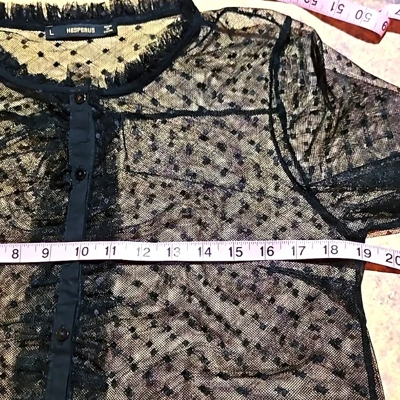 Hesperus | Sheer Mesh Netting Black Ruffled Blouse - Picture 7 of 9
